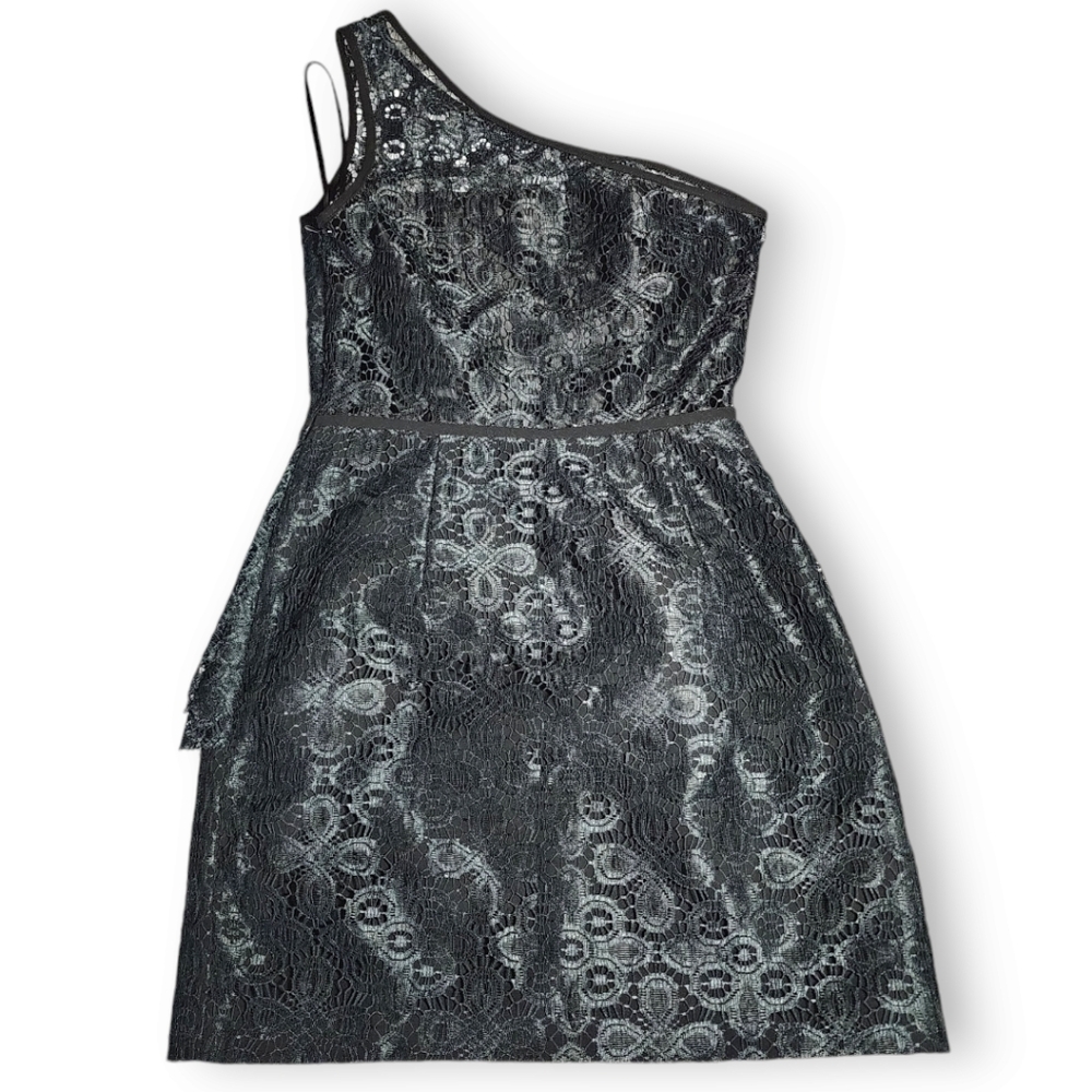 Jill Stuart One Shoulder Lace Ruffle Peplum Mini Dress Size 8 - Picture 8 of 16